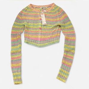 Urban Outfitters Pastel Striped Knit Cardigan